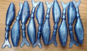 CHATTERBAIT,BLADED JIG,SWIM JIG TRAILER-4' (BLUE SWIRL) 10 PACK GARLIC+SALT - Picture 1 of 3