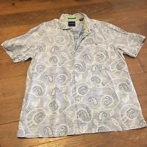Para Hombres Tommy Bahama Azul Blanco Paisley Manga Corta Mezcla Seda Talla XLarge - Imagen 1 de 7