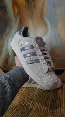 Adidas Superstar Size 9.5 Cream White Silver Reflective B41989 light grey - Image 1 of 4