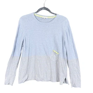 Lisa Todd Linen Cotton Crew Neck Sweater Blue Gray Stripe Pocket Lightweight XL - Imagen 1 de 12