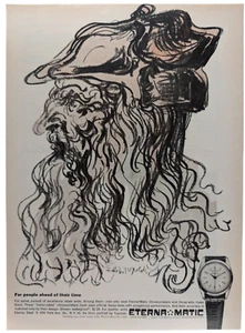 Reloj Eterna-Matic Leonardo Da Vinci Original 1961 Anuncio New Yorker ~8x11" - Imagen 1 de 1