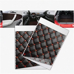 Diamond Stitched Red Leather Car Upholstery: Premium 55" x - Picture 1 of 7