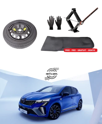 NETVANS Roue de Secours Galette 16'' pour RENAULT CLIO avec Cric et Sac-à-cric 125/70R16