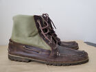 Sperry Top-Sider Carson Brown Leather Green Canvas Boots Mens Size 13 STS13572
