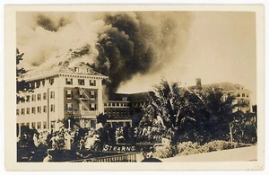 1925 BREAKERS HOTEL FIRE PALM BEACH FLORIDA ECHTFOTO POSTKARTE RPPC VON STEARNS - Bild 1 von 2