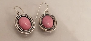 OR PAZ ISRAEL "B" PENDIENTES COLGANTES RODONITA ROSA MODERNISTA ESTERLINA - Imagen 1 de 4