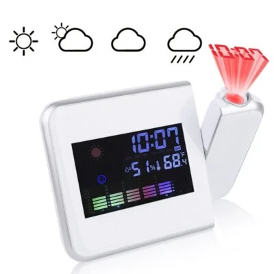 LCD Alarm Wecker mit Projektion Snooze Datum Temperaturanzeige Tischuhr Digital - Bild 1 von 4