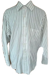 Donald J Trump mens 16.5 32/33 white Black striped 100% cotton dress shirt - Picture 1 of 6