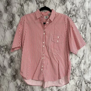 Vintage 80er/90er Calamity Jayne Sport Damen rot gestreift Knopfdetails Shirt L - Bild 1 von 10