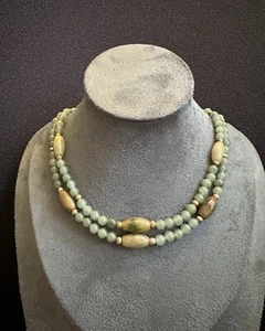 Collar Gargantilla Natural Birmana Translúcida Jadeíta Jade Cuentas con Plata 925 - Imagen 1 de 7