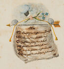 Glückwunschkarte mit Vergissmeinnicht,  1843, Aq. Romantik Unbekannt (19.Jhd)