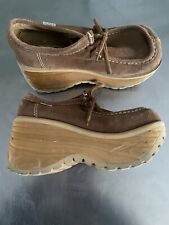 Vintage 90s Soda Tan Suede Loafer Platform Shoes Size 7 1990’s Y2K