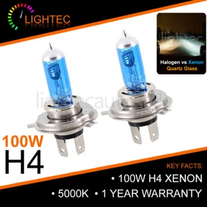 H4 100W HID WHITE XENON HALOGEN BULBS 12V PLASMA UPGRADE 5000K-6000K MAZDA - Picture 1 of 5