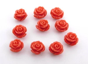 15 MM Red Coral Fancy Carving Flower Lot Loose Gemstone 42.5 Cts 5 pcs C-4257 - Picture 1 of 2