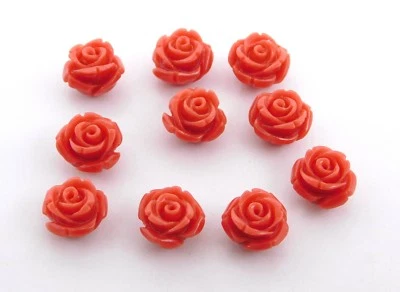 15 MM Red Coral Fancy Carving Flower Lot Loose Gemstone 42.5 Cts 5 pcs C-4257 - Image 1 of 2
