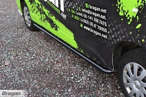 Barras laterales para Vauxhall Opel Vivaro larga distancia entre ejes 2002 - 2014 tubos Nerf acero curvo negro - Imagen 1 de 10