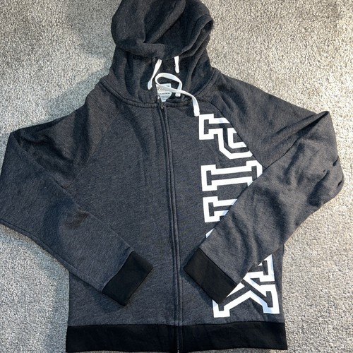 UNDERCOVER Felpa con cappuccio ROSA Victorias Secret XS con cerniera manica lunga grigia