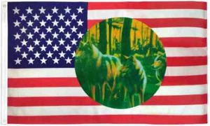Wolves & Riding Indians 3x5ft Poly US American Novelty Flag - Picture 1 of 3