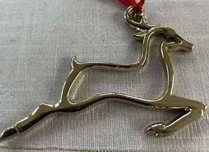 Lenox Reindeer Christmas Ornament Gold Tone Cut Out 3.75 Inch Holiday Signed - Picture 1 of 5