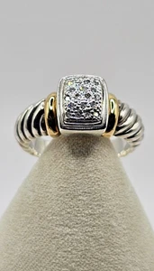 Samuel Benham Sterling Silver & 18K Gold Diamond Ring .10 TCW Vintage - Picture 1 of 11