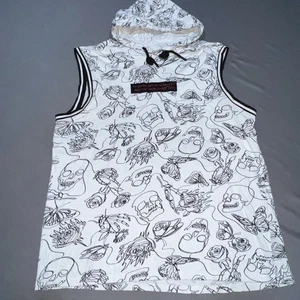 Original Gravity Sleeveless Hoodie Men’s XL Black/White Skulls Butterflies -4698 - Picture 1 of 16