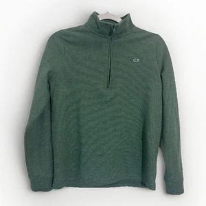 Vineyard Vines Sweater Boys Small Saltwater Quarter Zip Green Pima Cotton - Picture 1 of 4