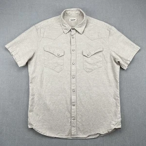 Taylor Stitch Shirt Mens 44 Ivory Western Pearl Snap Organic Cotton/Linen Blend - Picture 1 of 7