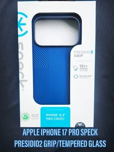 FOR APPLE IPHONE 17 PRO SPECK PRESIDO2 PRO BLUE CASE/FREE TEMPERED GLASS - Picture 1 of 5