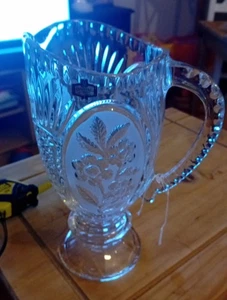Crystal Clear Industries Crystal Drink Pitcher 24% Lead Hand Cut Yugoslavia - Picture 1 of 10