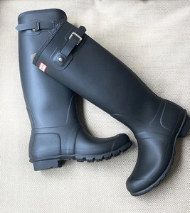 Hunter ORIGINAL Women Matte Black Tall Wellies Wellington Boot UK7 EU40 RRP £120 - Picture 1 of 17