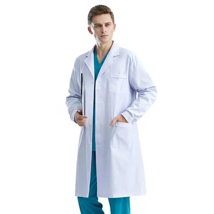 Men WorkwearHospital Uniform Long Sleeve White Lab Coat Medical Doctor Blouse - Picture 1 of 20