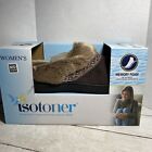 Isotoner Womens Microsuede Fur Memory Foam Mule Clog Slipper