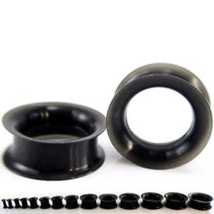 1 Paar Flesh Tunnel Extra Weich Schwarz Silikon Ohr Plug Tube Piercing Expander - Bild 1 von 2