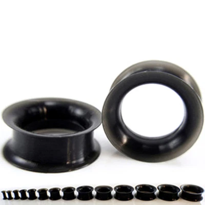 1 Paar Flesh Tunnel Extra Weich Schwarz Silikon Ohr Plug Tube Piercing Expander - Bild 1 von 2