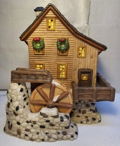 RETRO HEARTLAND VALLEY VILLAGE "OLD MILL" PORCELAIN LIGHTED BUILDING - Picture 1 of 21