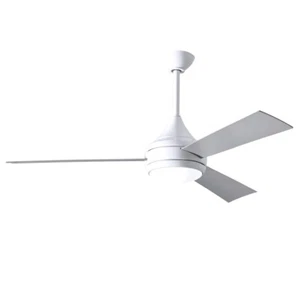 Matthews Fans Donaire 1 Light LED Ceiling Fan, Gloss White/Stainless - DA-WH-BS - Picture 1 of 1