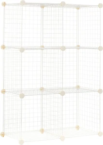 6-Cube Wire Grid Storage Shelves, 35.56Cm X 35.56Cm Stackable Cubes, White - Picture 1 of 12