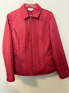 TALBOTS RED ZIP UP QUILTED LIGHT PUFFER JACKET WOMENS SIZE 12 COLLARED - Picture 1 of 4