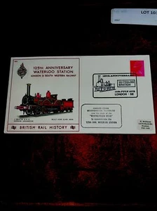 FIRST DAY COVER-125th ANNIVERSARY WATERLOO STATION 11/07/73-plus info card - Picture 1 of 2