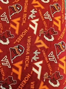 Tela de algodón Virginia Tech Hokies VT estampado tono sobre tono-por yarda - Imagen 1 de 10