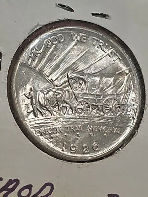 1926 Oregon Half Dollar Original White Gem BU  - Image 1 of 4