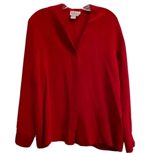 Linda Hutton Bluse Seide Button Down Rot - Bild 1 von 3