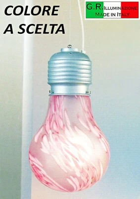 LAMPADARIO MODERNO IN VETRO SOFFIATO 1 LUCE Ø 30 LAMPADA A SOSPENSIONE ROSA L. - Immagine 1 di 4