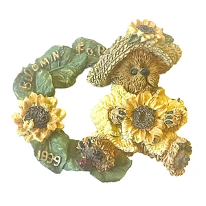 Boyds Bears Pin Brooch Blooming For 1999 Wreath Yellow Sunflower Signed TBC VTG - Picture 1 of 11