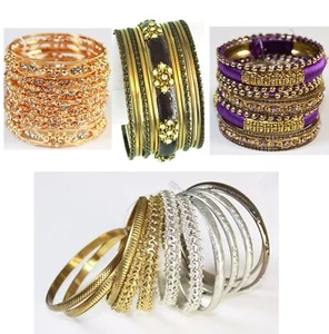Chamak Pretty Elegant Colorful Shiny Sparkling Crystal Bangle Bracelet Sets - Picture 1 of 20