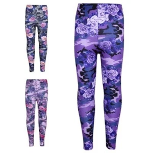 Ragazze Legging Bambini Mimetico Stampa Floreale Festa Ballo Moda Pants Età 7-13 - Picture 1 of 34
