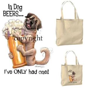 Mastiff Bullmastiff In Dog Beers Cartoon Artist Canvas Market Grocery Tote Bag - Picture 1 of 3
