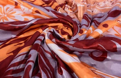 Saris vintage beige 100 % seda pura estampada sari indio tela artesanal confección Foto 1 de 3