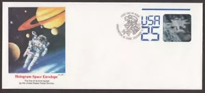 1989 hologram Sc U617 Shuttle & Space Station stationery Fleetwood cachet - Picture 1 of 2