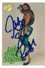 Jake The Snake Roberts Autographed 1989 Classic WWF Trading Card